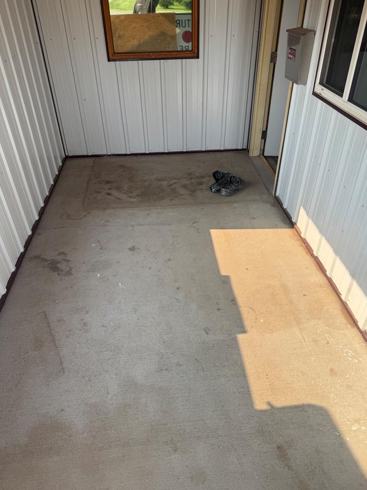 Bare prepped concrete floor ready for refinishing and coating in Minnesota