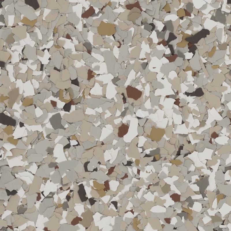 Creekbed flake blend — grey, tan and brown with marbled stone-like flakes