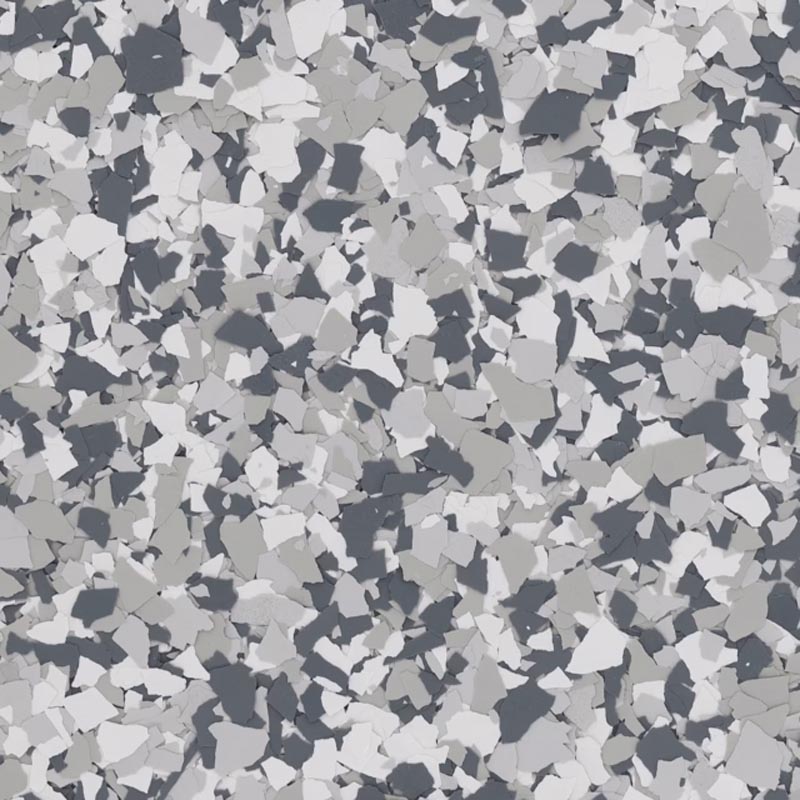 Gravel flake blend — medium grey base with black and white flakes