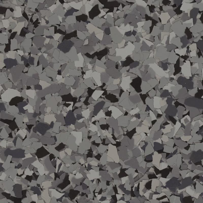 Nightfall flake blend — near-black with charcoal and dark grey flakes