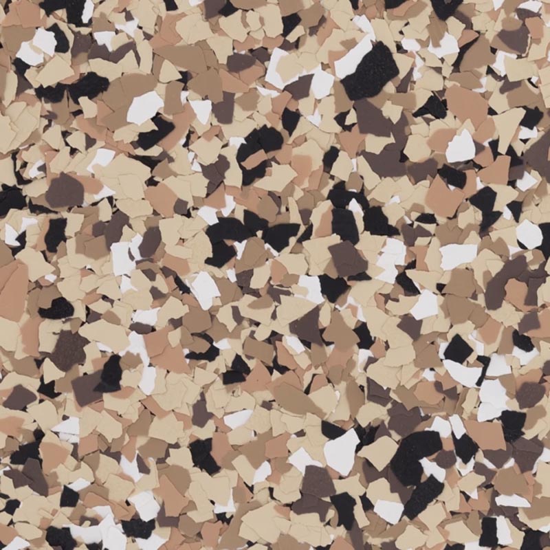 Outback flake blend — warm tan, beige and cream with black accents